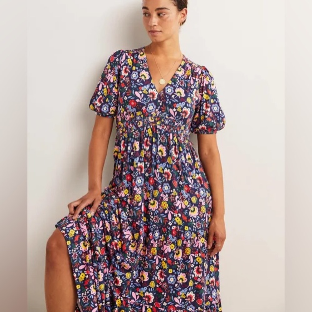 Boden Tiered Jersey Maxi Tea Dress
Navy, Pretty Paradise size 12